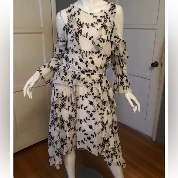 NWT Joie Alpheus eyelet open shoulder silk dress - Picture 5 of 9